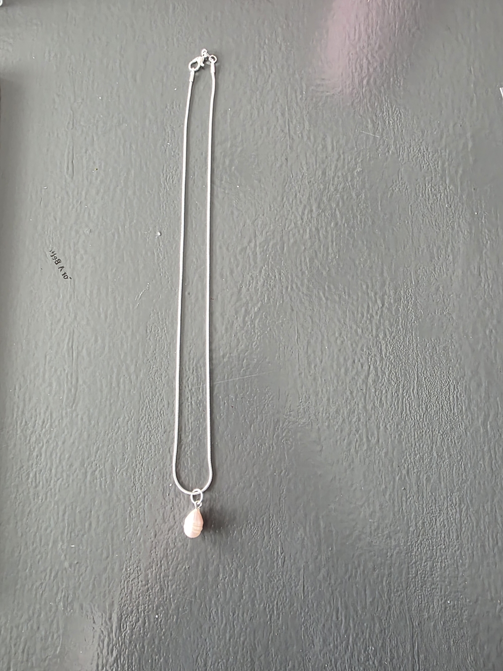 Delicate Silver Chain Necklace with Pink Teardrop Pendant